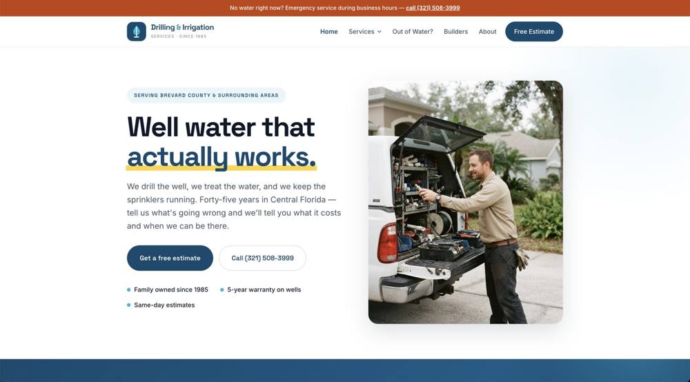 Drilling & Irrigation Services website
